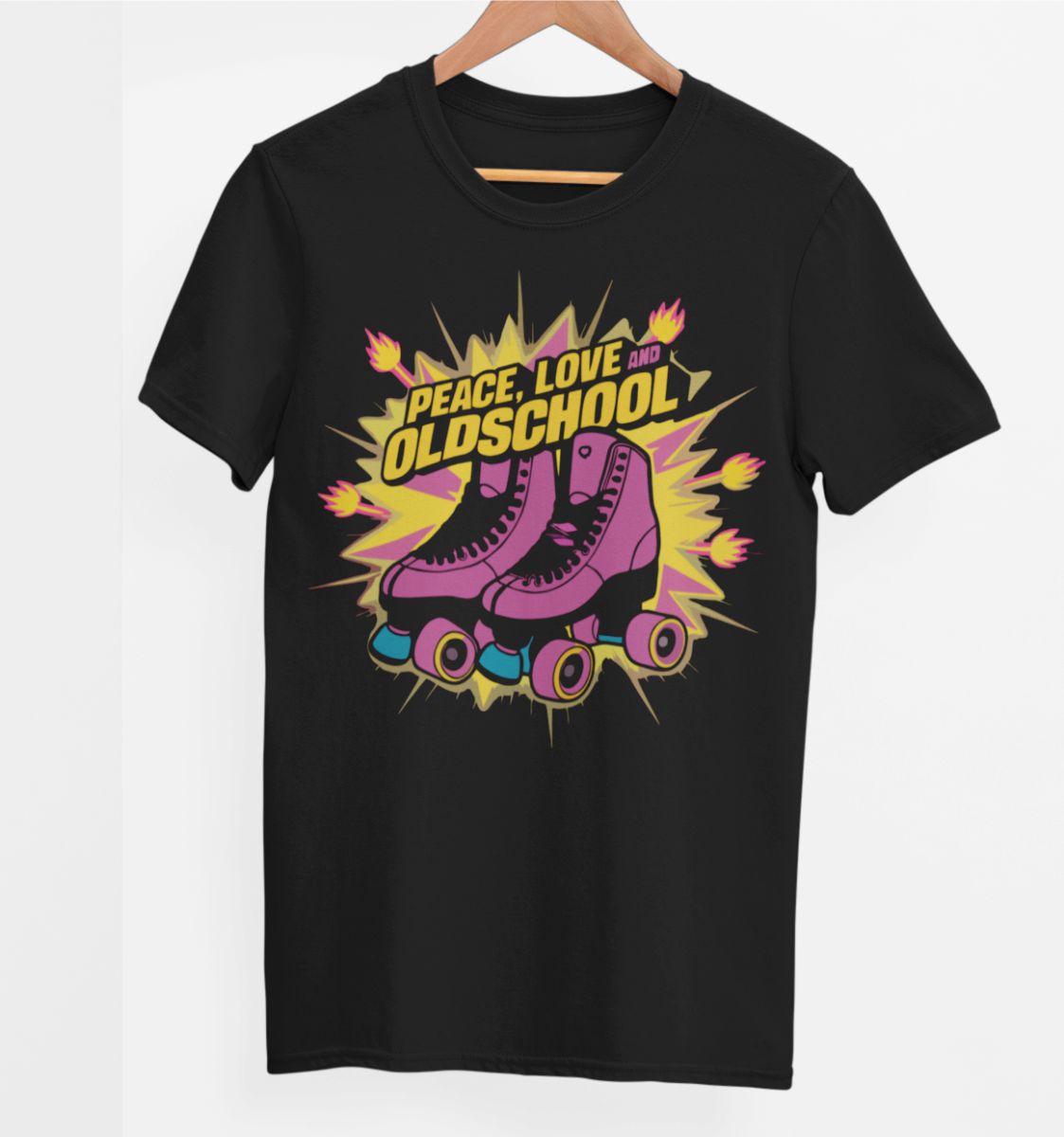 Svart UNISEX T-shirt ”Peace, love and oldschool”
