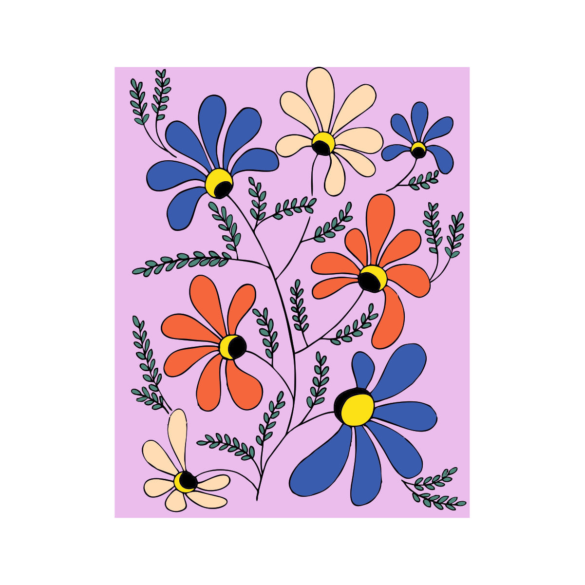 Vit UNISEX T-shirt "Blommor"