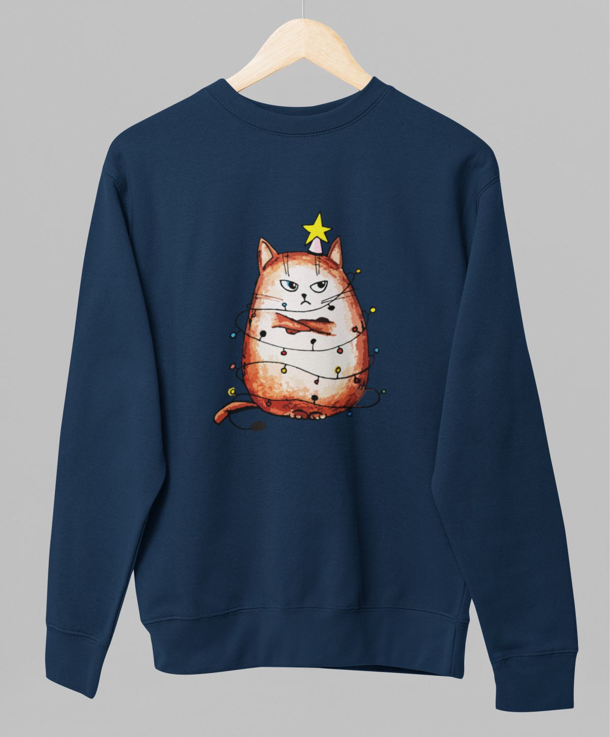 Blå UNISEX tröja “Arg katt”