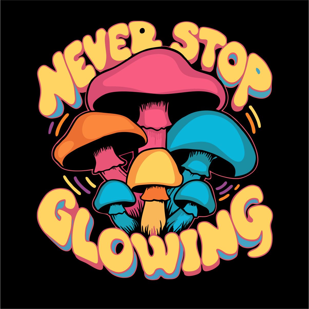 Svart UNISEX T-shirt ”Never stop glowing”