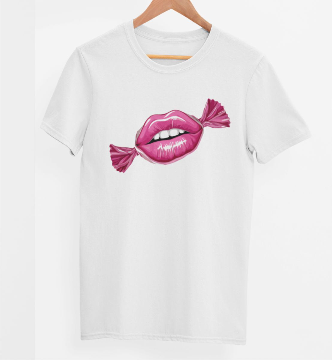 Vit UNISEX T-shirt “Kuss wie Bonbon”