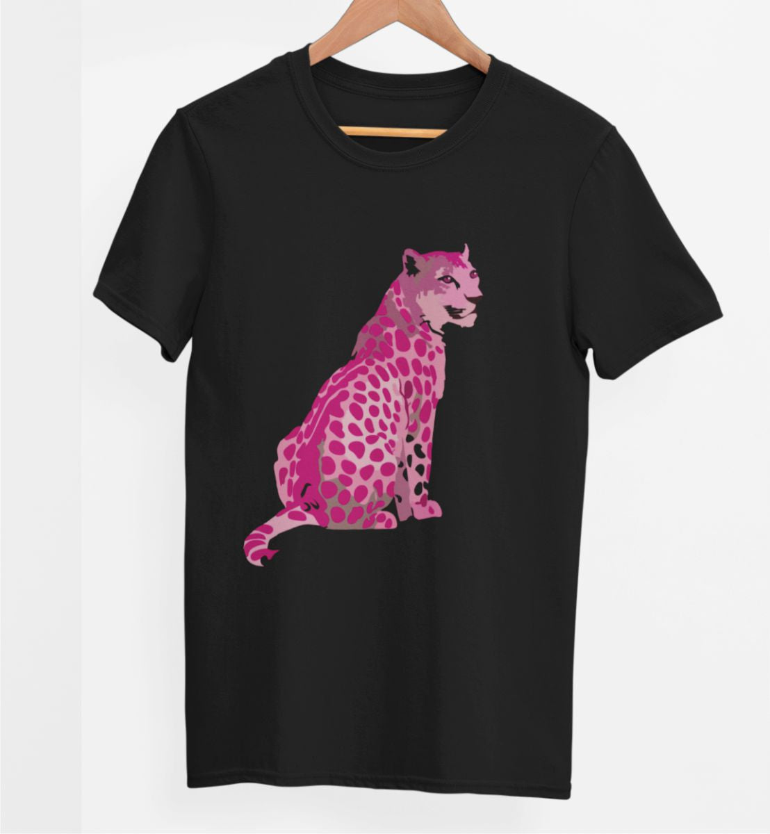 Svart UNISEX T-shirt “Pink Leopard”