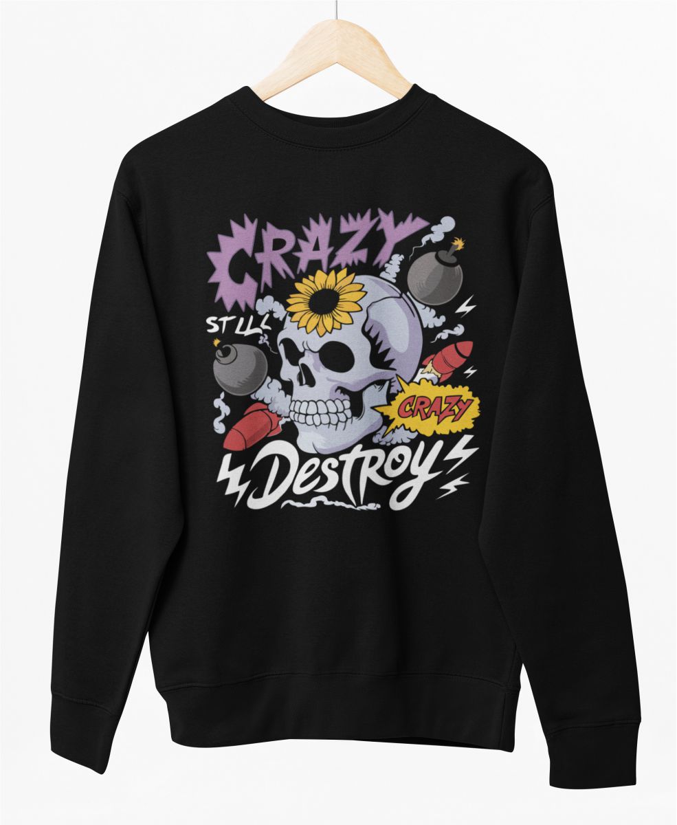 Svart UNISEX sweatshirt ”Crazy destroy”