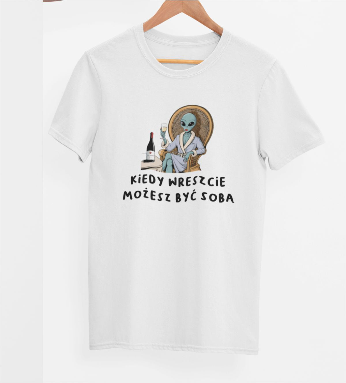 Vit UNISEX T-shirt “Wenn du endlich du själv sein kannst”