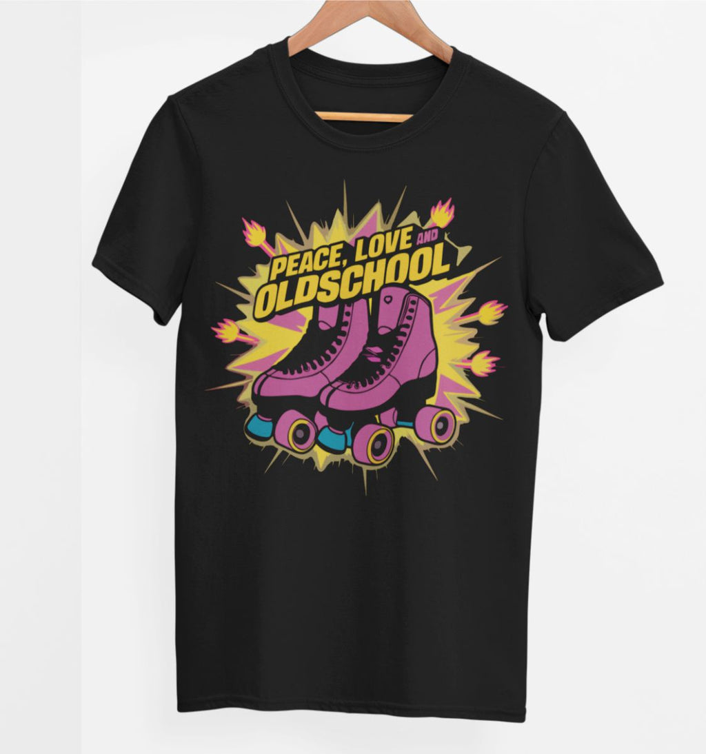 Svart UNISEX T-shirt ”Peace, love and oldschool”