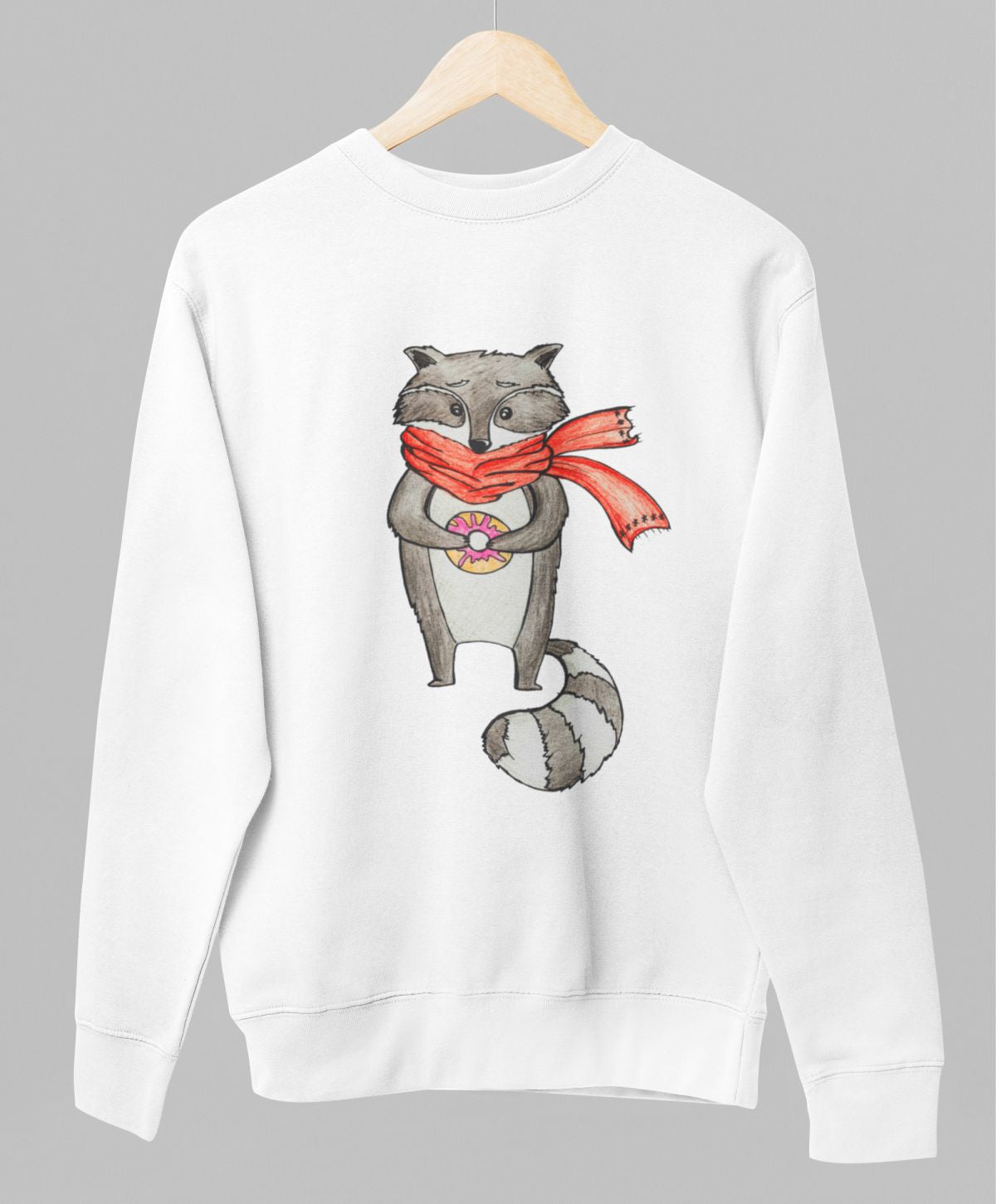 Vit UNISEX tröja “Tvättbjörn”